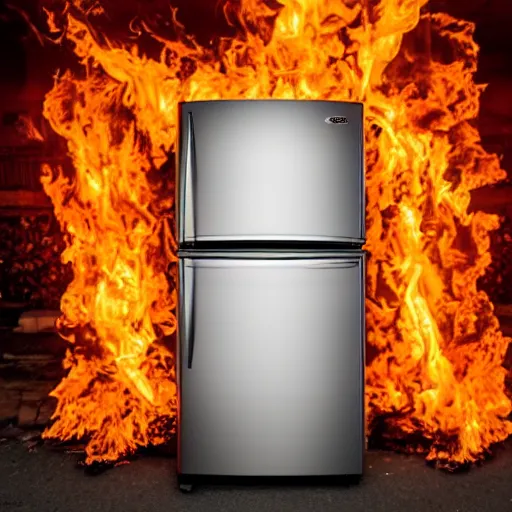 Image similar to refrigerator on flames