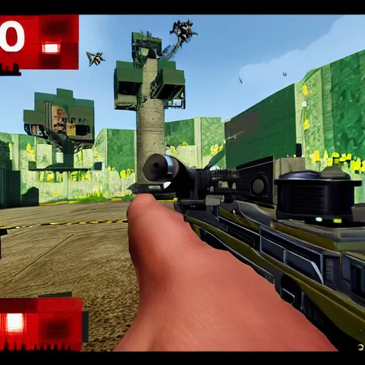 Prompt: og early fps shooter style homage 90s shooter early 2000s