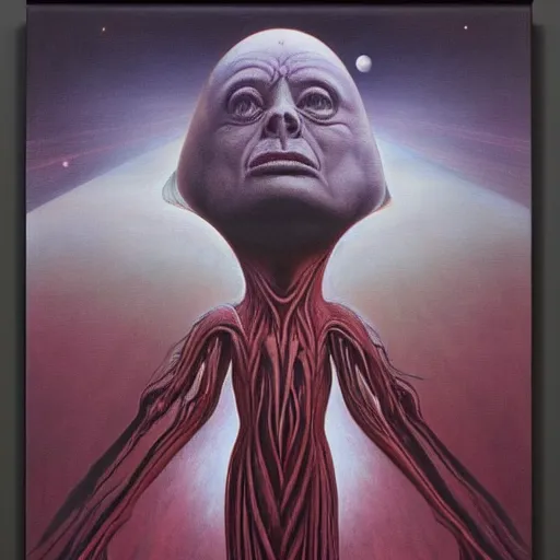 Image similar to the queen of space by zdzisław beksiński, dariusz zawadzki, jeffrey smith and h.r. giger, oil on canvas, 8k highly professionally detailed, trending on artstation