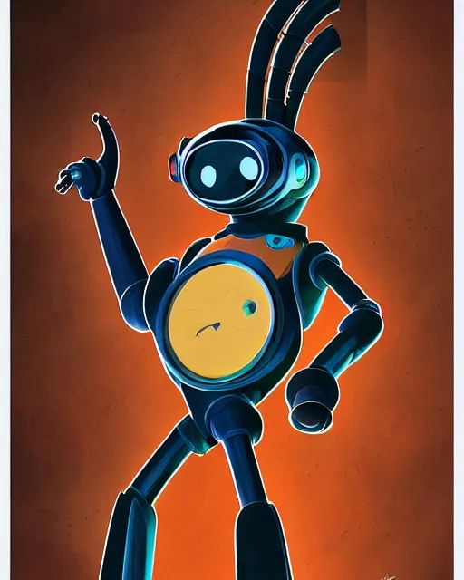 Image similar to looney tunes by warner bros, robot, character portrait, portrait, close up, concept art, intricate details, highly detailed, sci - fi poster, cyberpunk