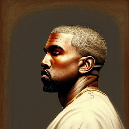Prompt: a painting of Kanye West in the style of Gustave Dore