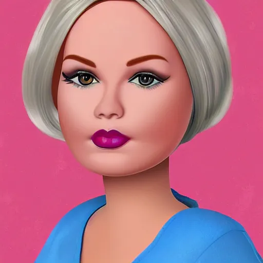 Image similar to fat and middle aged barbie, digital art