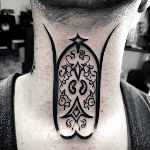 Prompt: neck tattoo, needle, ink, tattoo photo