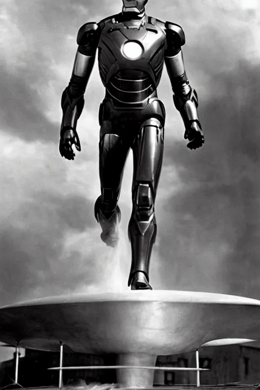 Prompt: cary grant as iron man. superhero movie set in the 1 9 5 0's