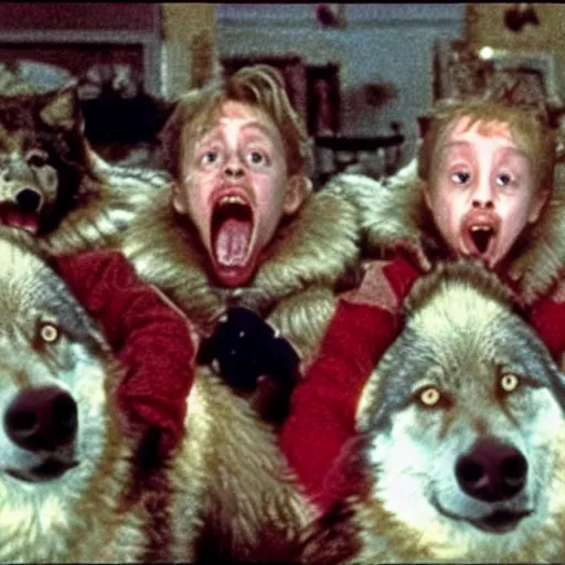 Image similar to pack of hungry wolves in home alone movie