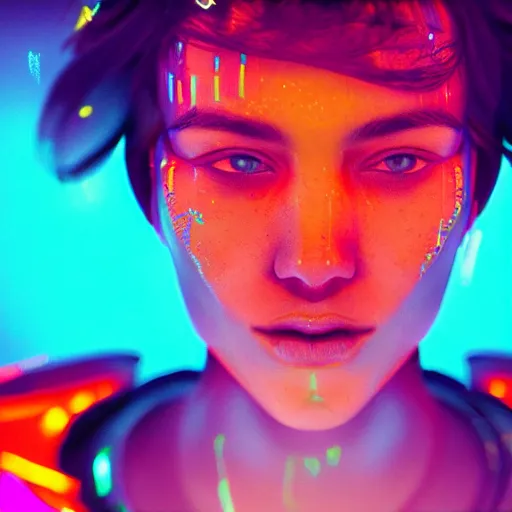 Image similar to human portrait formed out of rain, beautiful, neon, epic detail, galactic background, rendered in octane, unreal engine, realistic