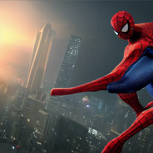 Image similar to Extreme Blend of Spiderman and Neo Matrix, incredibly detailed, photorealistic, cinematic lighting, trending on artstation, 4k, hyperrealistic