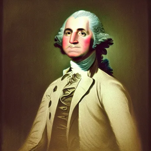 Image similar to high-quality selfie taken by a toddler that looks a lot like george washington