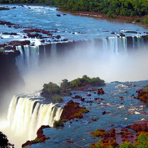 Prompt: iguazu falls with lava