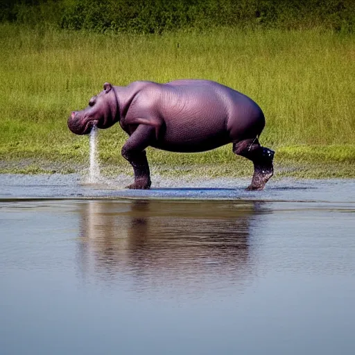 Image similar to a hippopotamus flying over a field, award winning photography