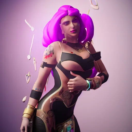 Image similar to still of pretty Caitlyn (Arcane) in KDA More music video. 3d render, octane render, game art, realistic, highly detailed, trending on artstation, 4k, trending on artstation, pixar, cgsociety, unreal engine 5, redshift render, trending on artstation, blender, behance, cg