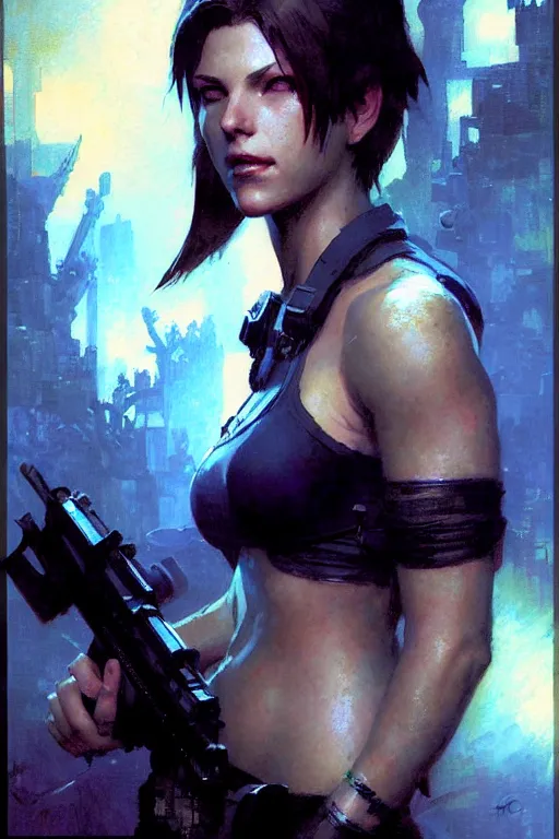 Prompt: jill valentine portrait dnd, painting by gaston bussiere, craig mullins, greg rutkowski, yoji shinkawa