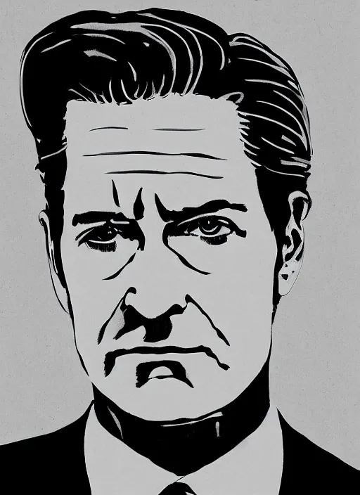 Image similar to portrait of kyle maclachlan as dale cooper by pete lloyd