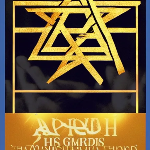 Image similar to orthodox jewish gilded golden star of david jewish poster advertisement. i am advertising a menorah. This menorah is golden and beautiful. Cheap price inexpensive advertisement poster! 2000s Kids Advertisement. Rabbi with curls.