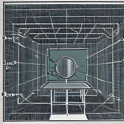 Image similar to highly detailed blueprint of teleporting device