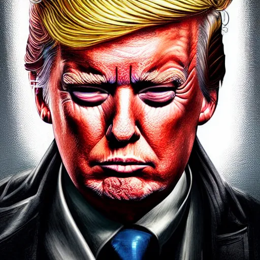 Image similar to Biopunk portrait of Donald Trump, by Tristan Eaton Stanley Artgerm and Tom Bagshaw.