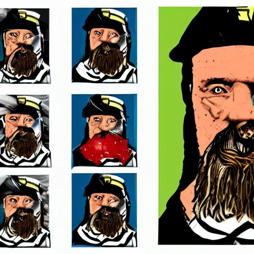 Image similar to a portrait of captain Lou,extremely detailed multiple unique different art styles.
