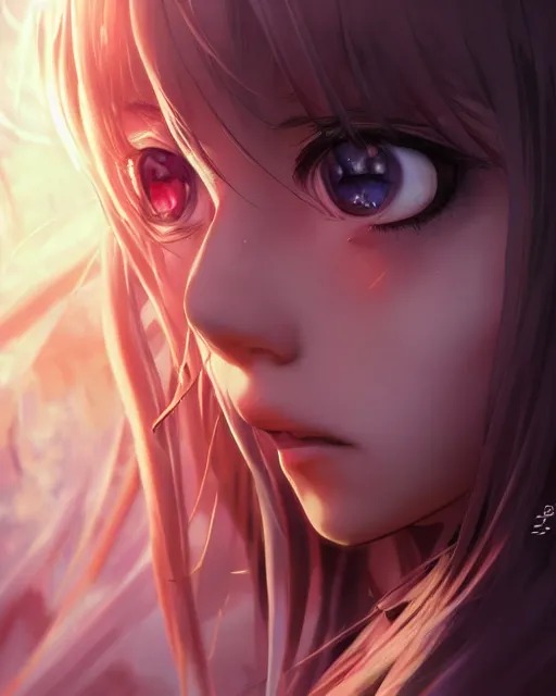 Image similar to saimin illustration of an anime girl's eyes bewitched by artgerm and wlop and greg rutkowski, digital art, extreme detail, realistic lighting, cinematic composition, concept art, sharp focus, colorful, photorealistic eyes, 8 k