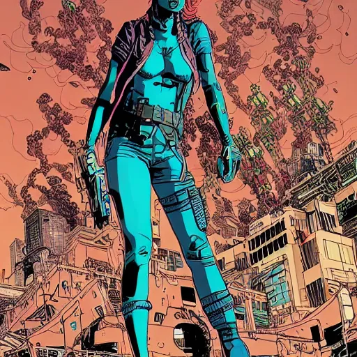 Image similar to Cyberpunk girl by Josan Gonzalez and Geof Darrow