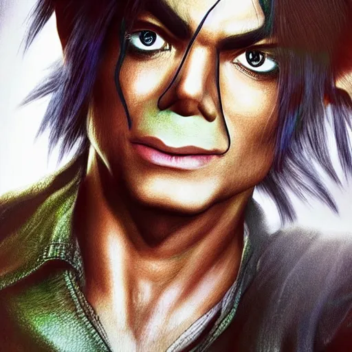 Image similar to 8k hyper realistic HDR portrait photo of Link from Legend Of Zelda with Michael Jackson’s face