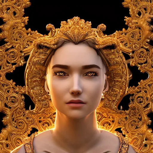 Image similar to portrait of wonderful princess, glowing, ornate and intricate, jaw dropping, dynamic lighting, intricate and detailed, 4 k octane render