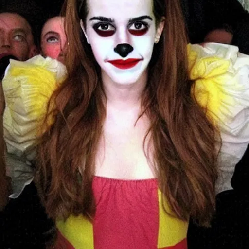 Image similar to emma watson. funny clown makeup.