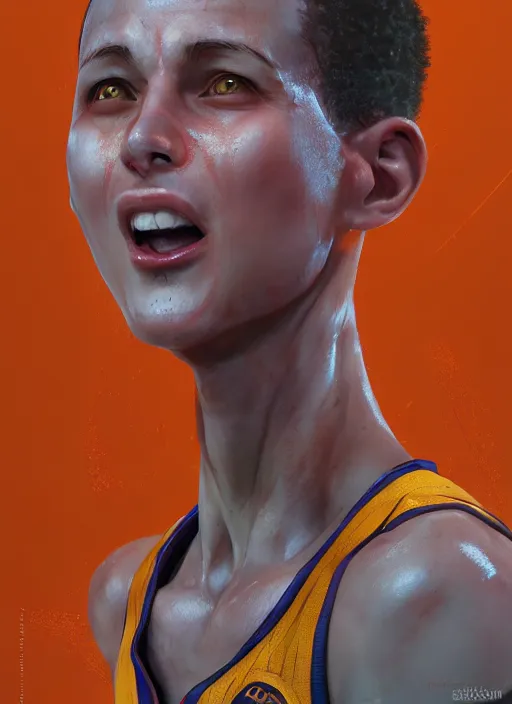 Prompt: happy steph curry, evangelion, au naturel, hyper detailed, digital art, trending on artstation, cinematic lighting, studio quality, smooth render, unreal engine 5 rendered, octane rendered, art style by klimt and nixeu and ian sprigger and wlop and krenz cushart
