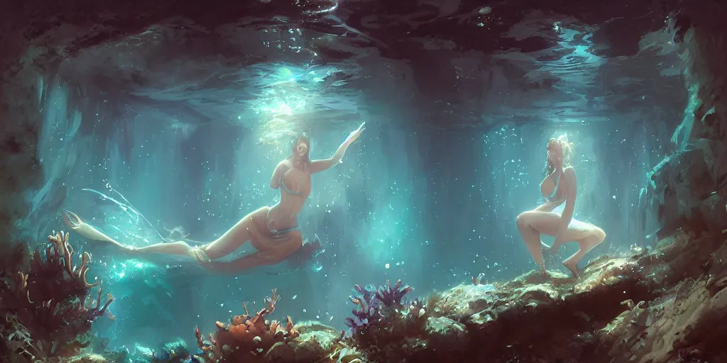 Prompt: underwater goddess by jordan grimmer