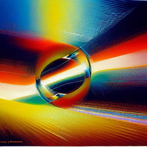 Image similar to abstract art representing momentum, oil painting by john berkey and gabriel dawe, masterwork