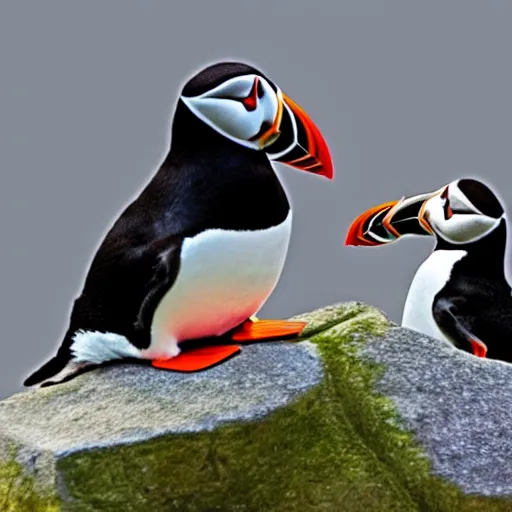 Prompt: puffin and penguin