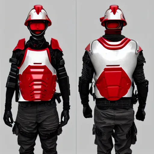 Image similar to futuristic red and white swat armor