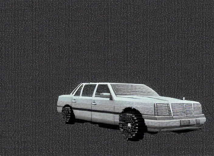 Image similar to synthesized hologram aiburning wrecked mercedes 1 2 4, pixelart, game 8 - bit monochrome gameboy!! floating in a brutalist space sky, gothic, rich deep colors by takato yamamoto. masterpiece. rendered in blender, ultra realistic, smooth shadows, ultra detail, high resolution, cinematic, unreal 6, 8 k