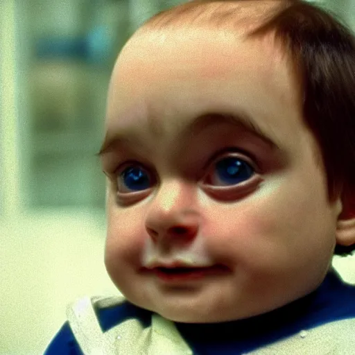 Image similar to stanley kubrick as the baby from 2 0 0 1 cinematic 3 5 mm dramatic hdr