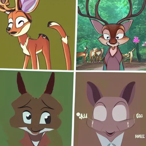 Image similar to female, anthropomorphic deer, style of disney princess, and zootopia