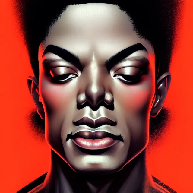 Prompt: symmetry!! michaeljackson portrait, serene, intricate, highly detailed, dynamic lighting, digital art, digital painting, artstation, terence nielsen, sharp focus, illustration, art by artgerm and greg rutkowski and moebius, 8 k