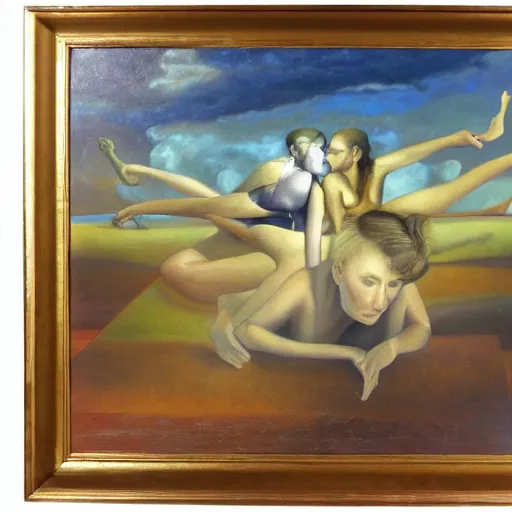 Prompt: three intiates, surrealism, oil on canvas, high detail