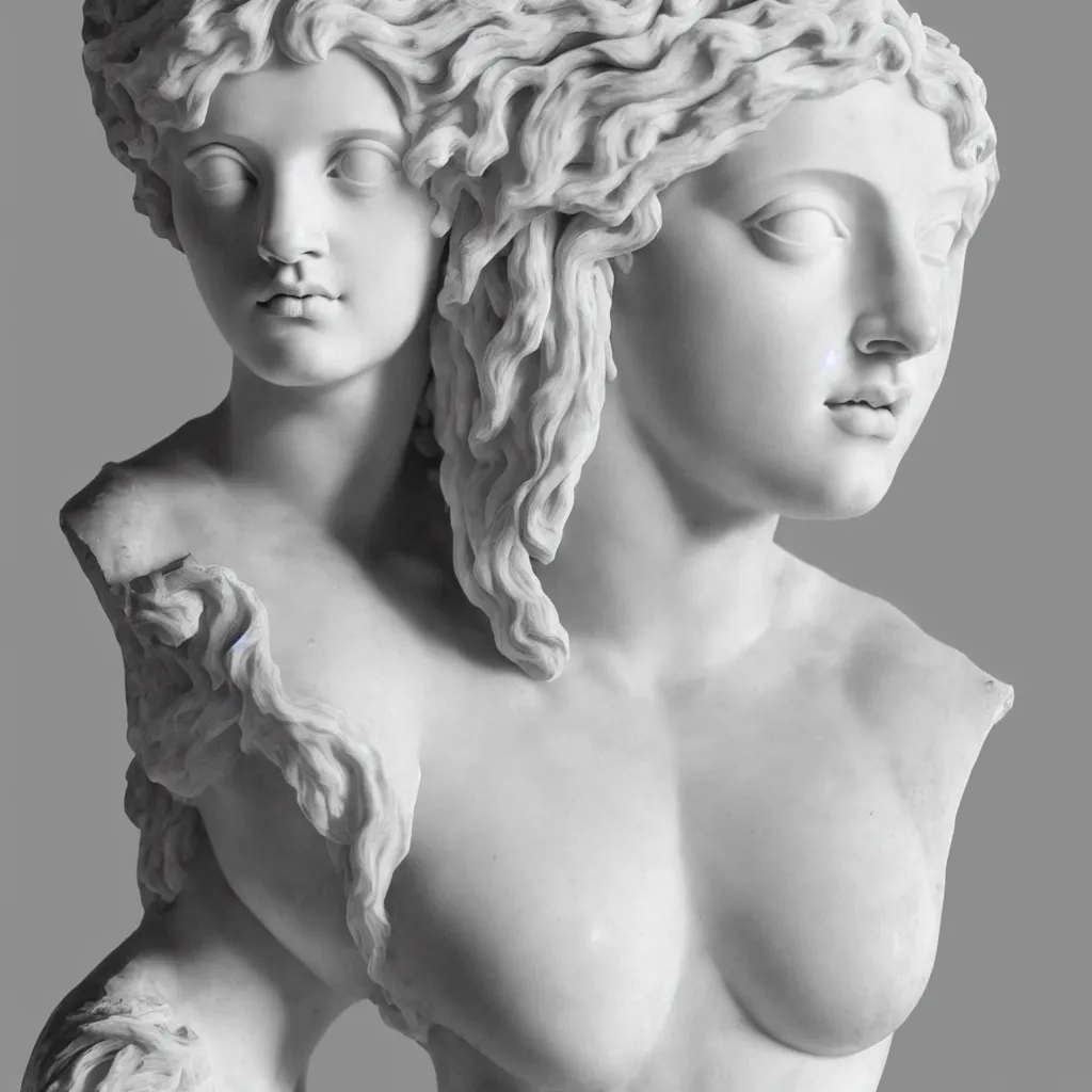 Image similar to portrait of rihanna as an ancient greek sculpture, white marble, ultra realistic, studio photo, 5 0 mm, detailed.