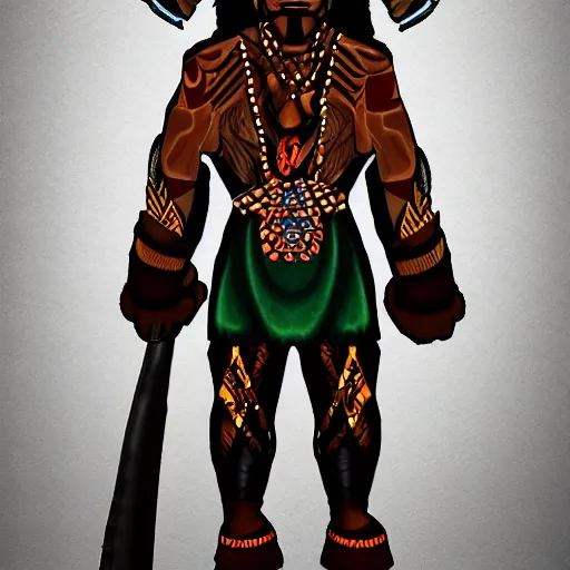 Prompt: tribal chiftain warrior, full body