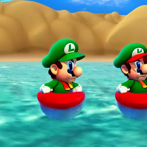 Image similar to Mario and Luigi are chilling on a beach