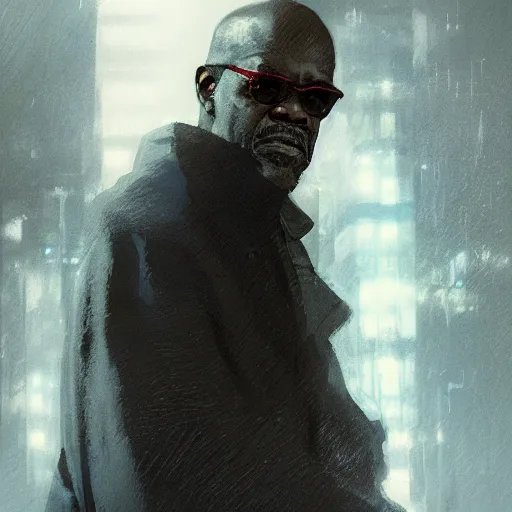 Image similar to portrait of samuel l. Jackson, dramatic lighting, illustration by Greg rutkowski, yoji shinkawa, 4k, digital art, concept art, trending on artstation