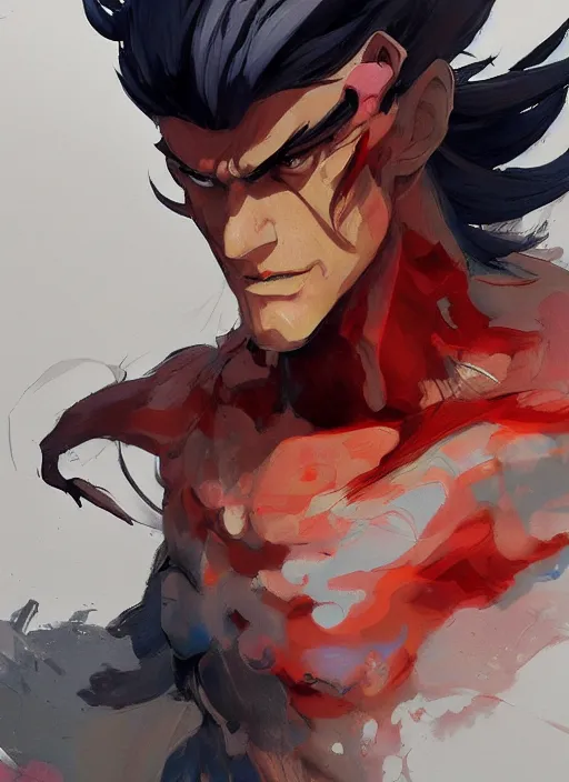 Prompt: semi reallistic gouache gesture painting, by yoshitaka amano, by ruan jia, by Conrad roset, by dofus online artists, detailed anime 3d render of ryu from breath of fire 4, portrait, cgsociety, artstation, rococo mechanical, Digital reality, sf5 ink style, dieselpunk atmosphere, gesture drawn