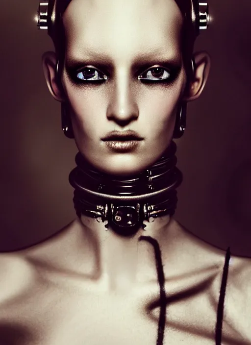 Image similar to close - up portrait of beautyful female android steampunk by paolo roversi,