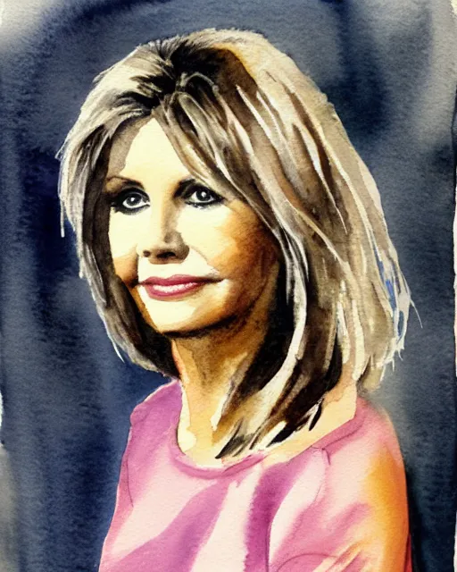 Prompt: watercolor portrait of olivia newton john