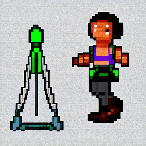 Image similar to pixel art video game sprite of a female adventurer