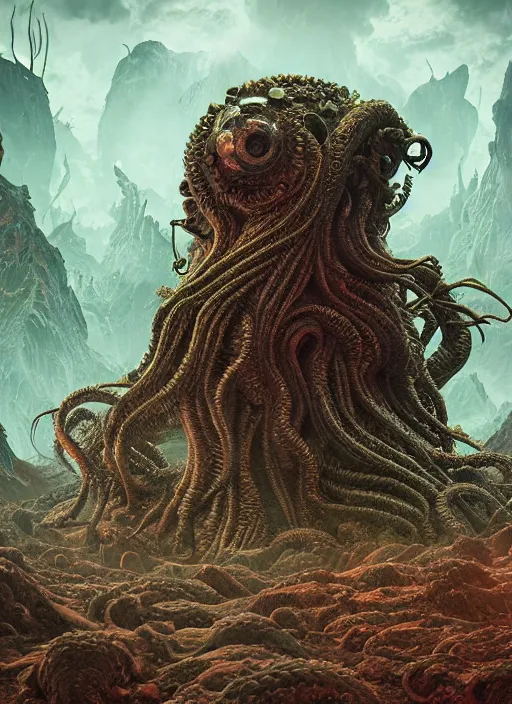 Image similar to Cthulu taking over earth, doom, intricate artwork by Tooth Wu and wlop and beeple. octane render, hyper realism, 8k