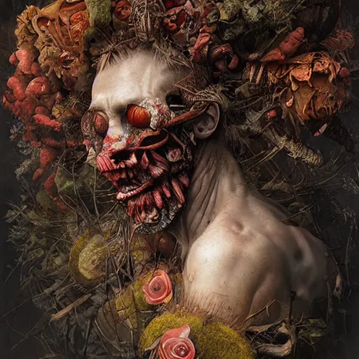 Image similar to the last thought before one dies by arcimboldo, greg rutkowski