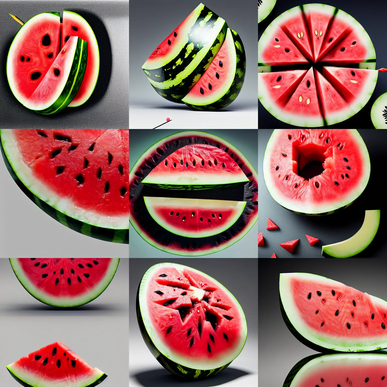 Prompt: a whole uncut watermelon pierced by an arrow, detailed render, 8k