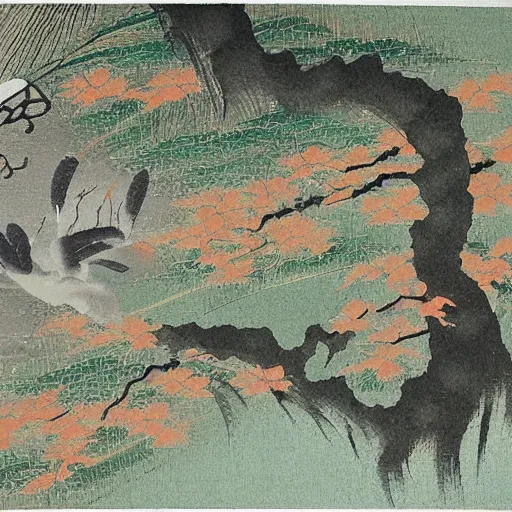 Prompt: a japanese painting of forest spirits