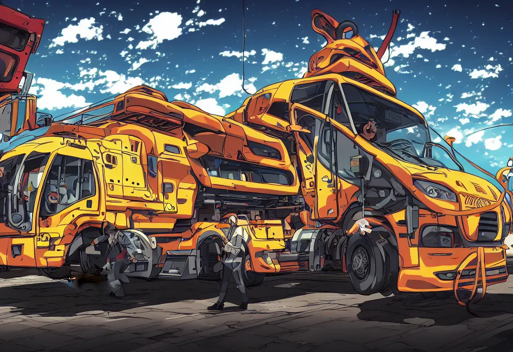 Image similar to An anime art of car gazelle truck, digital art, 8k resolution, anime style, wide angle