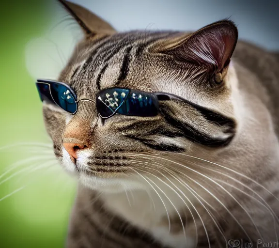 Image similar to award winning 5 5 mm portrait photo of an admiral cat in full military outfit and aviators, in a park by luis royo. soft light. sony a 7 r iv